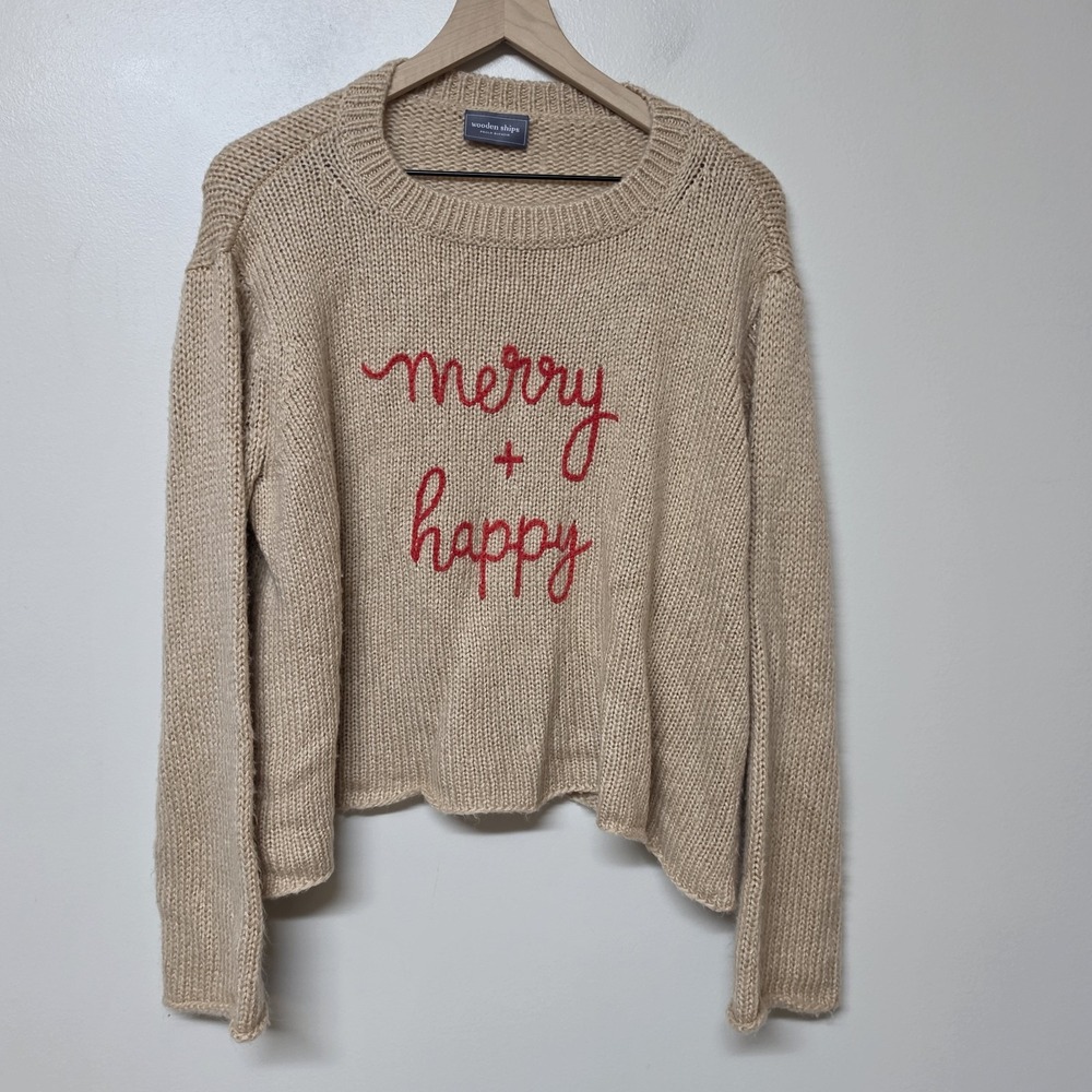 Wooden Ships WOMEN'S SIZE M/L Merry + Happy Knit Pullover Sweater Wool Mohair